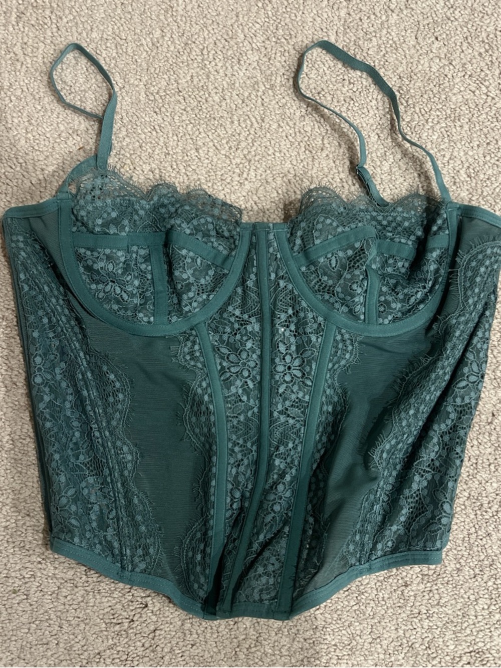 Urban Outfitters Green Lace Bustier Top